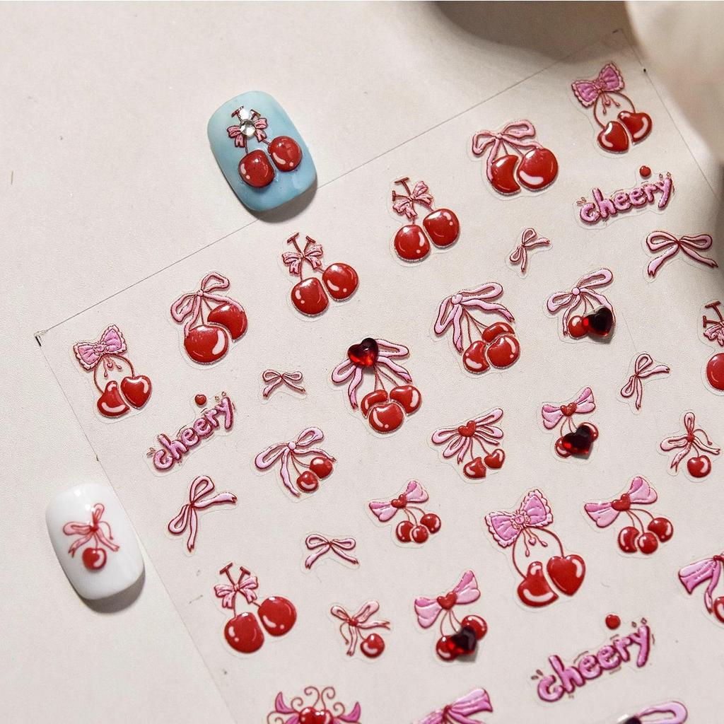 Neues Frucht Erdbeer Gelee Nageldesign Niedliche Aufkleber Liebling Kirsche Schleife Hase DIY Nageldekoration
