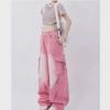Chic Pink High-Waist Wide-Leg Jeans for Women - Spring/Summer