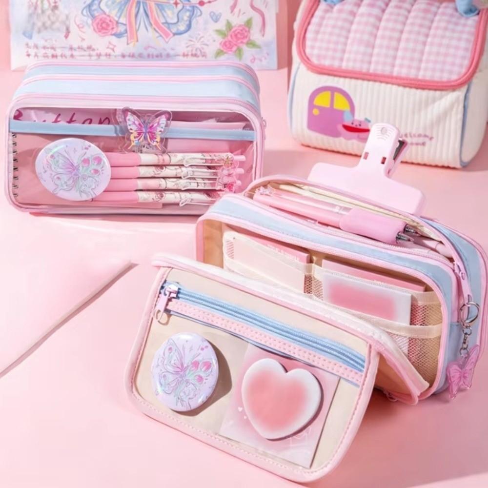 Large Capacity Pen Bag Multi-Pockets Stationery Bag Durable Pencil Case