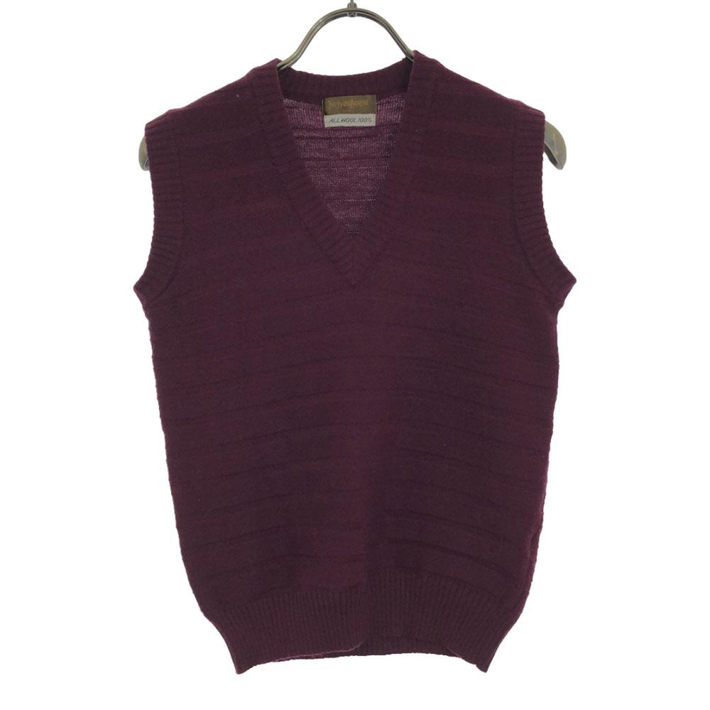 Yves Saint Laurent Wool V Neck Knit Vest 2 Purple Women Used