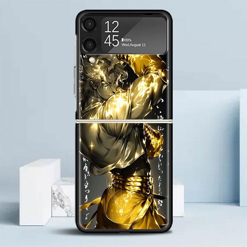 JoJo Adventure Dio Diego Brando Black Cover for Samsung Galaxy Z Flip 7 6 5 4 3 5G Phone Case Flip7 Flip6 Flip5 Flip4 Flip3 Patt