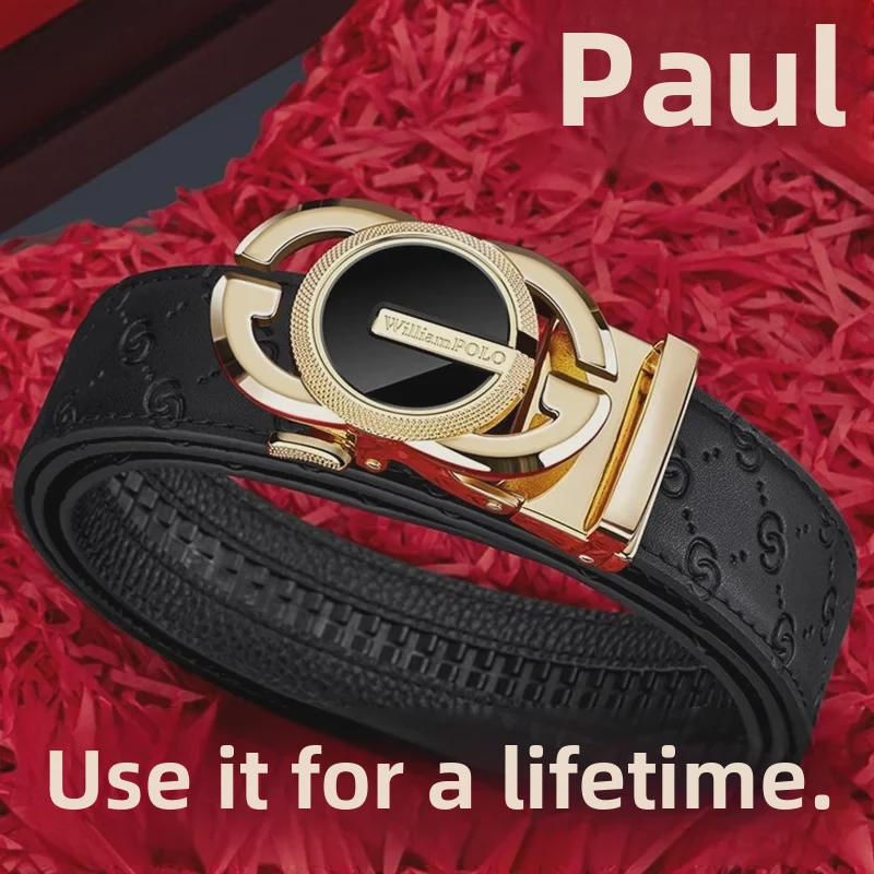 King Paul Men's High-End Genuine Leather Belt - Luxury Fashion Accessory for Young Men