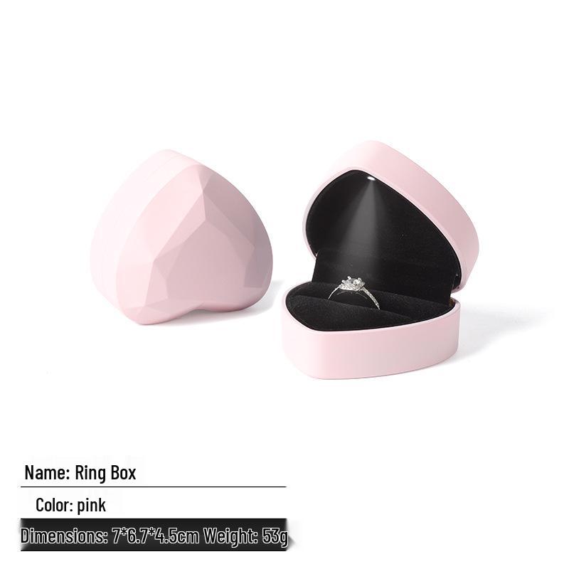 Hartvormige LED Ring & Ketting Doos met Licht - Sieraden Cadeau Verpakking