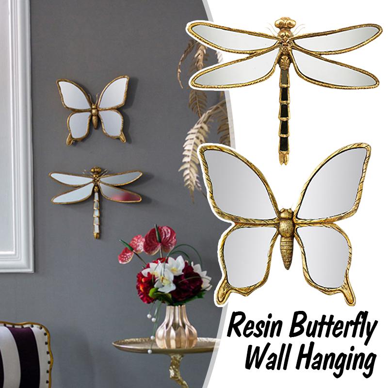 3D Relief Resin Dragonfly Wall Hanging Decor Vintage Butterfly Pendant Art Bedroom Living Room Bohemian Home Background Craft