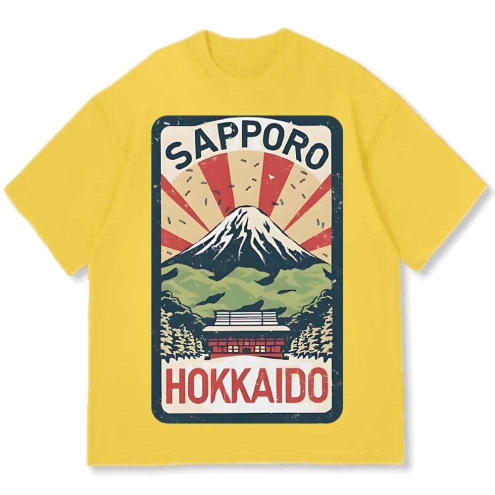 

Fashion Sapporo Hokkaido Graphic Print Cotton T-Shirt Casual Short Sleeve O-Neck Daily Tees Oversized Y2k Tunics For Men 3XL