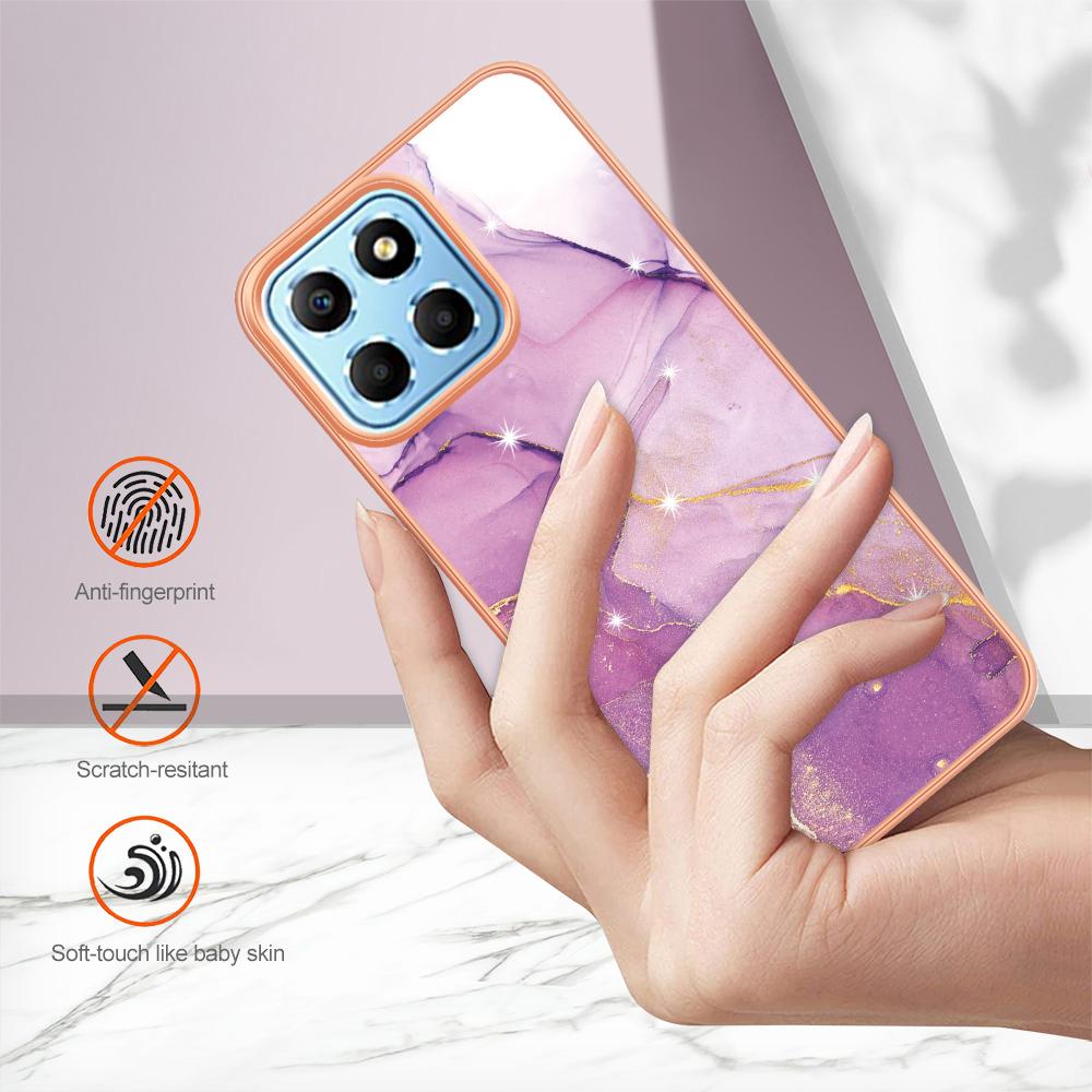 For Honor X8 5G TPU Case with IMD Marble Pattern Electroplated Back Cover