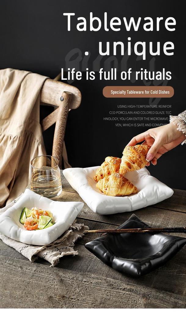 Nordische Keramiksalat- und Pastaplatte: Hochwertiges Geschirr für Snacks und Desserts