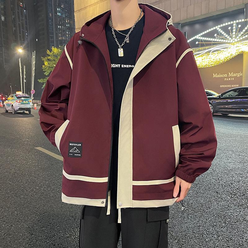 Jacket Men's Spring and Autumn Hooded Loose Tooling Jacket Mountain Outdoor Waterproof Color Matching Casual Couple Jacket