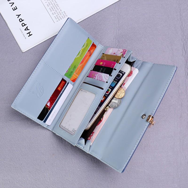 Korean Style Women's Leather Clutch – Zipper Buckle Wallet with Large Capacity
