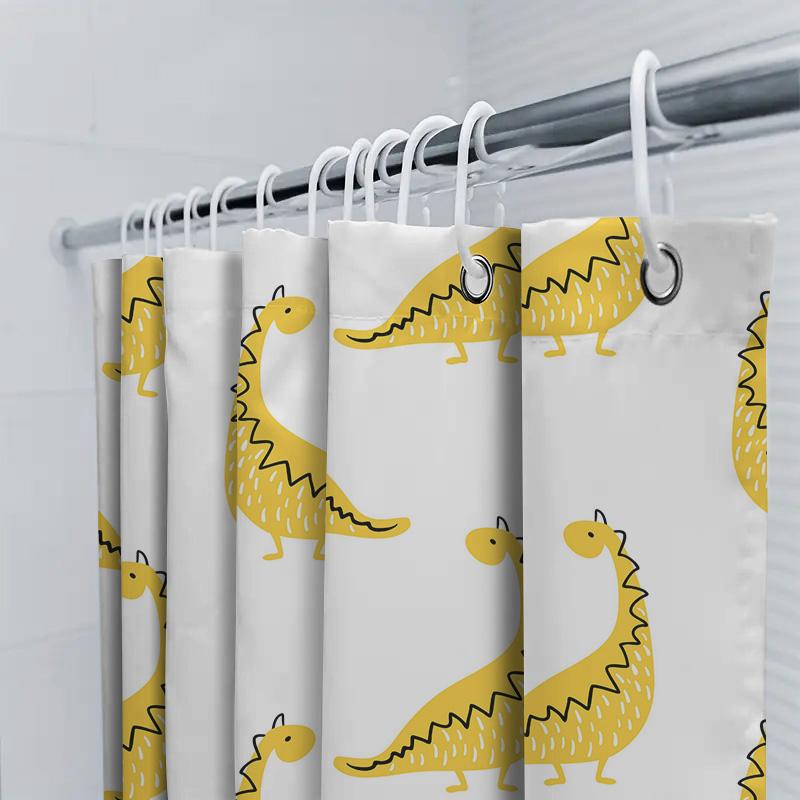 Bright Yellow Dinosaur Shower Curtain Waterproof Bathroom Decor For Kids Bathrooms 3D Print Home Decoration White/Black/Green Co