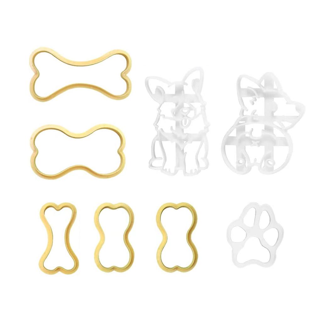 8 Pieces Dog Shaped Mold Set Unique Biscuit Moulds Cute Dog Shaped Fondant Press Cutters ABS Material Suitable for Party