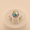 Oyster Copper Turquoise Teardrop Ring In 925 Sterling Silver, Handmade Boho Gemstone Ring, Minimalist Statement Jewelry