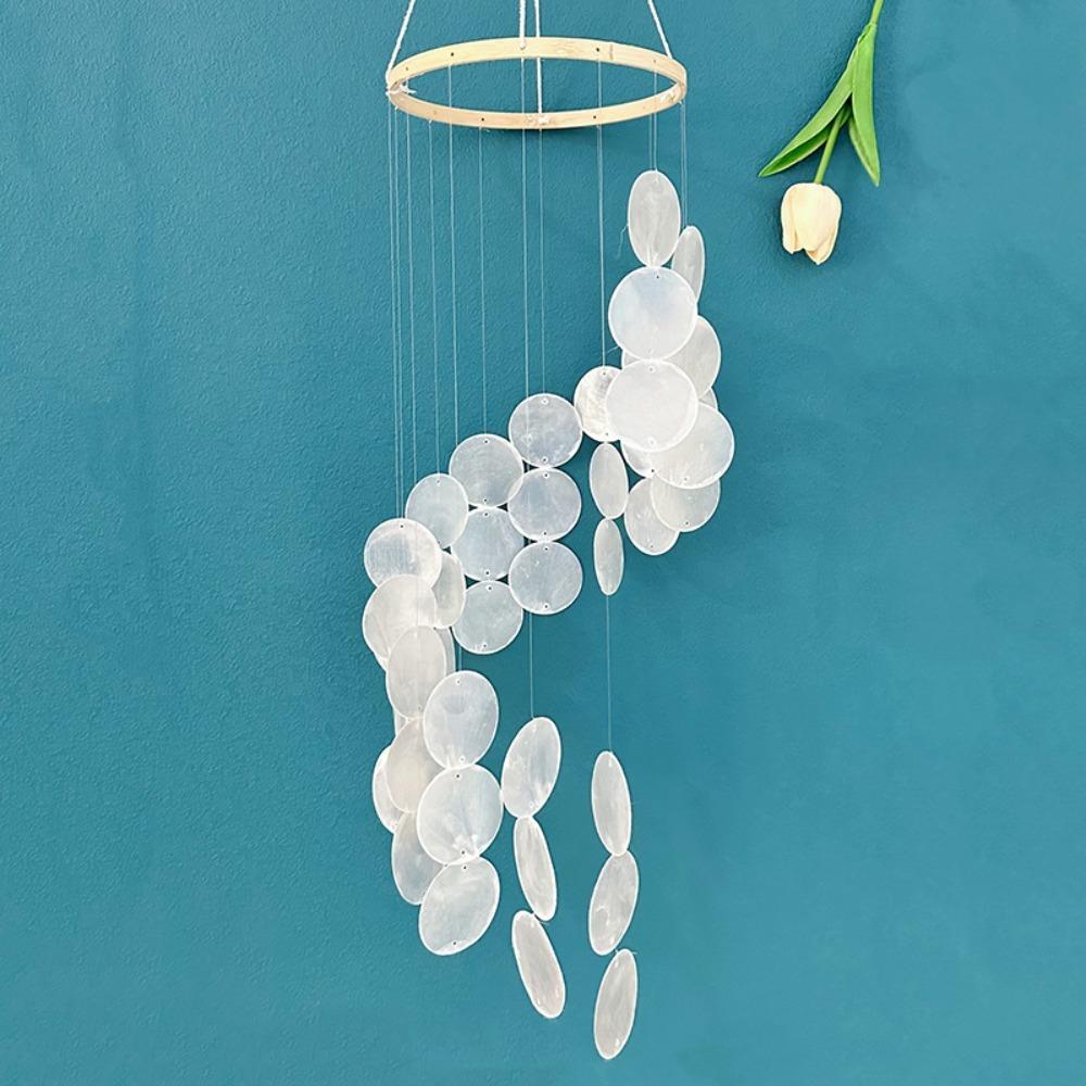 

Natural Shell Wind Chimes Creative Dream Catcher Craft Outdoor Yard Welcome Guest Decoration Bedroom Living Room Hanging Pendant білий
