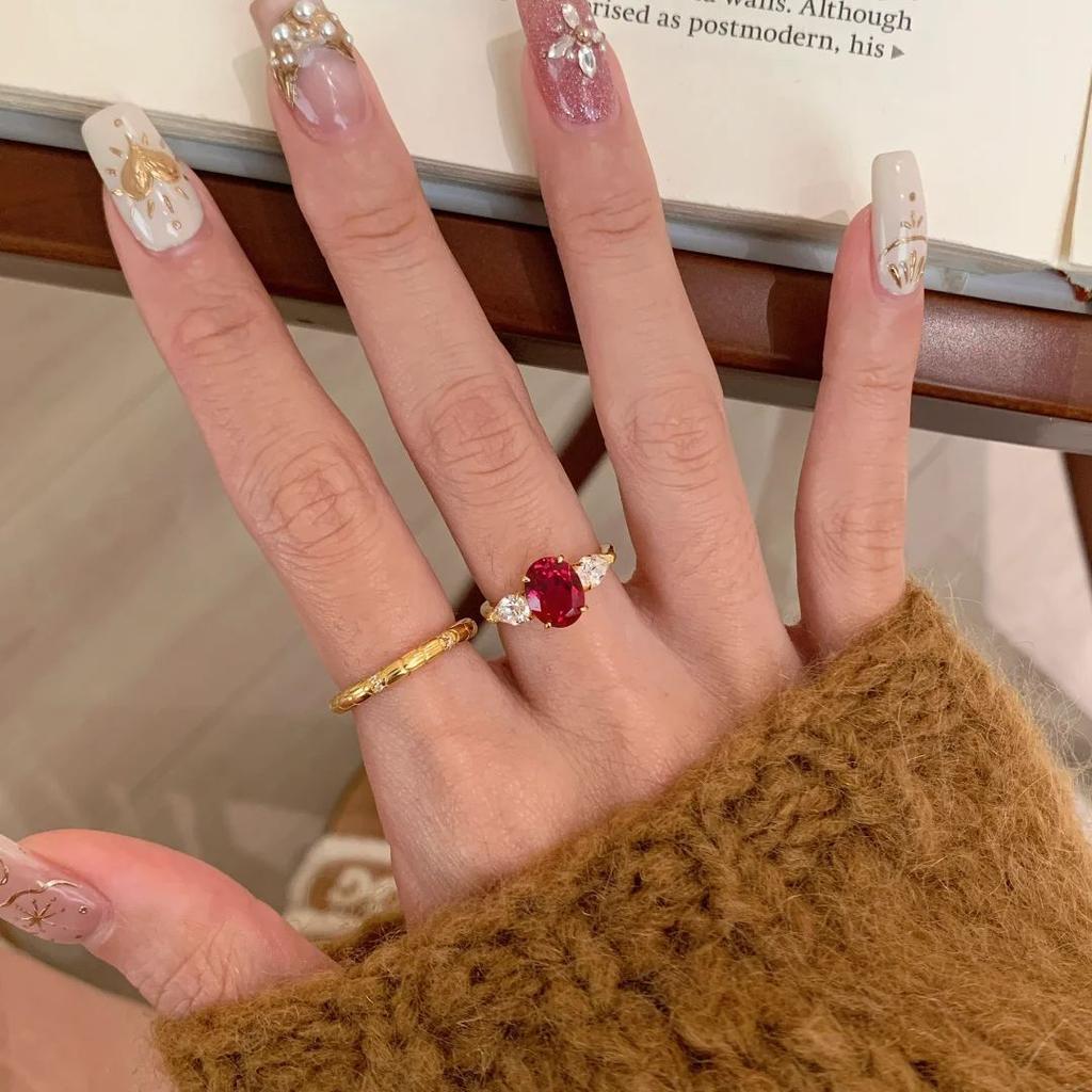 18K White Gold Ring for Women Natural 2 Carat Ruby with Diamond Jewelry Anillos De Bizuteria Anillos Mujer Gemstone Rings Box