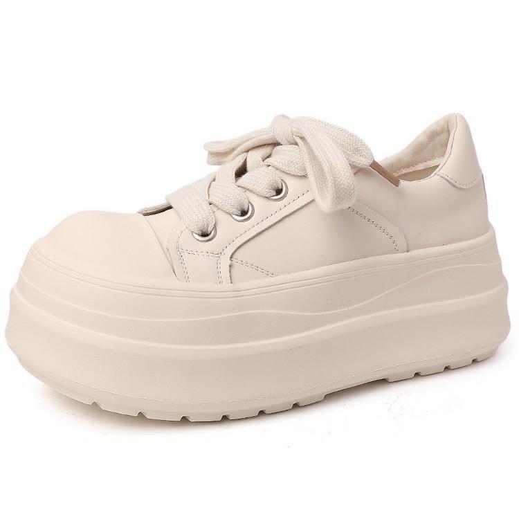 Fashion tribe thick sole heightening simple lace-up casual board shoes women's 2025 autumn new sports shoes little white shoes tide