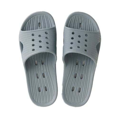 Aimedia Bath Slippers/Boots, Sizes 25-27cm, Gray, Lightweight, Drainable, Perforated Sole, Unisex, Lightweight and Soft, for Balcony Use