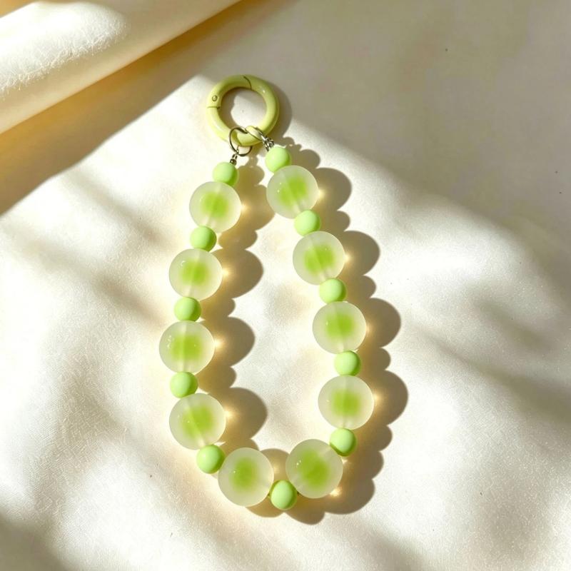 1Pcs Anti-Loss Key Wrist Strap Fashion Dopamine Matte Bead Pendant Adjustable Wristband for Shopping Dating