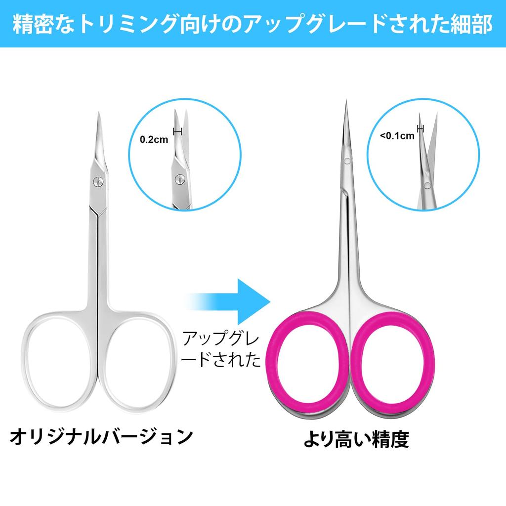 CGBE Cuticle Scissors with Curved Eyebrow Super Rubber Handle for Cuticle Precision Tip Grooming Blades for and Cuticles Rose Ultra-Fine Blades,
