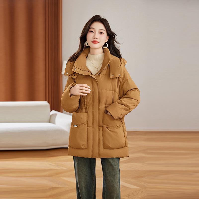Women's Mid-Length Hooded Down Jacket - Winter Fashion Coat YE6320