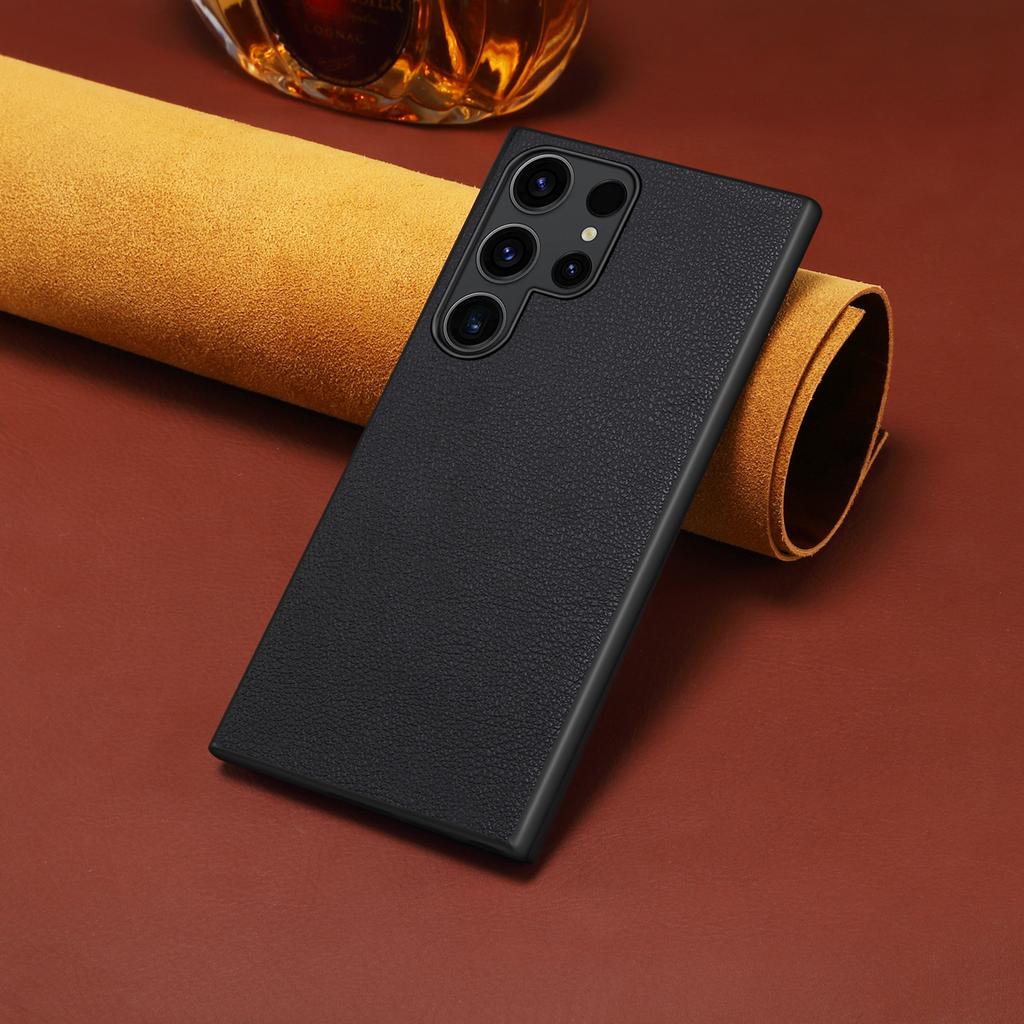 For Samsung Galaxy S24 Ultra Cell Phone Case Calf Texture Anti-fall PC+TPU+PU Leather Shell
