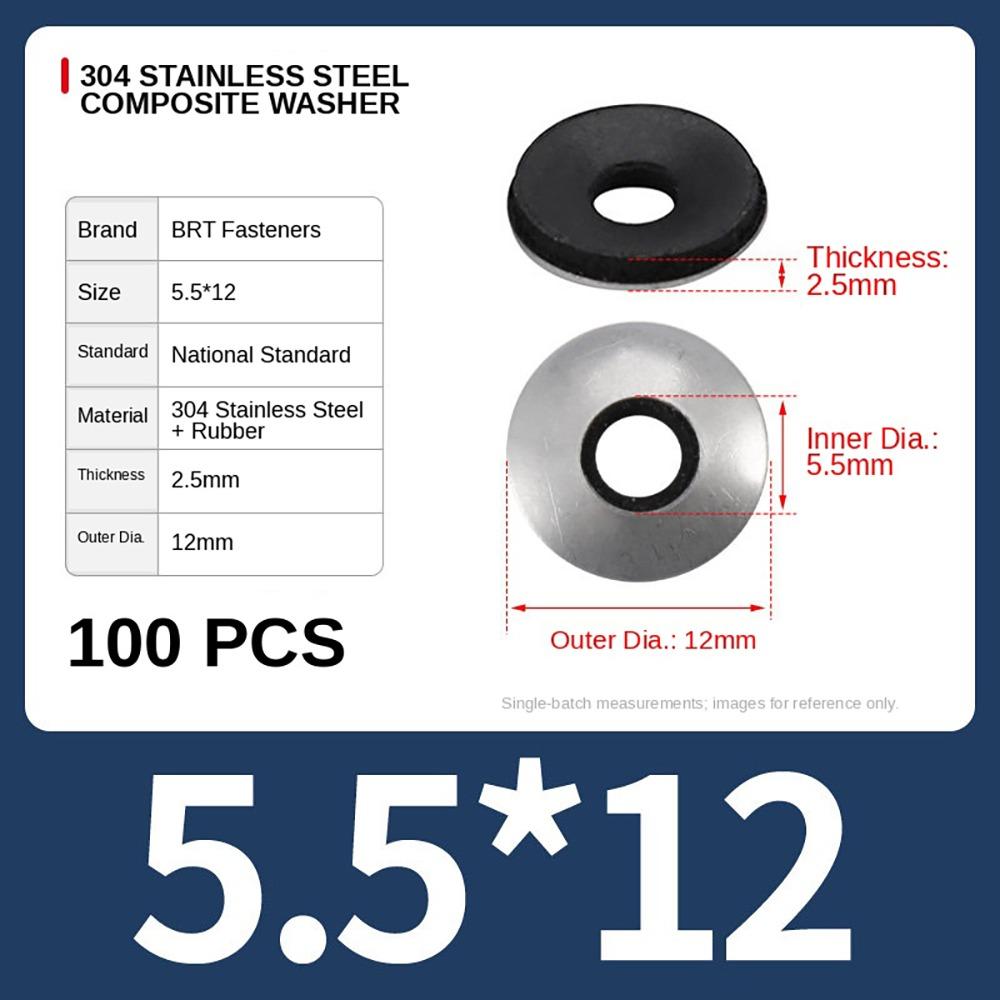 1 Satz 304 Edelstahl EPDM-kaschierte Dichtungsscheiben für selbstbohrende Schrauben Dachbau