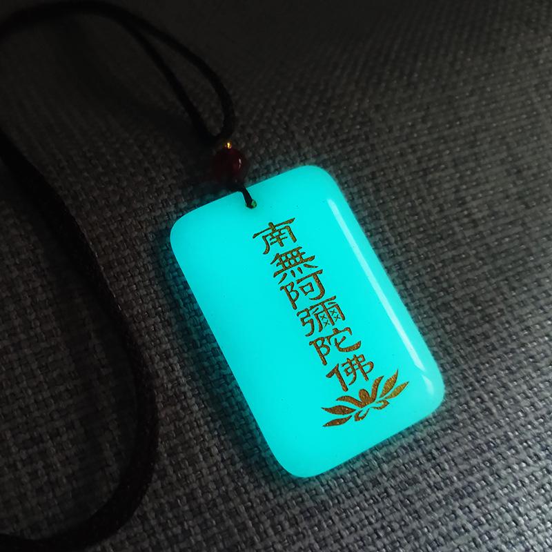 Custom Engraved Luminous Guanyin & Buddha Pendant Necklace