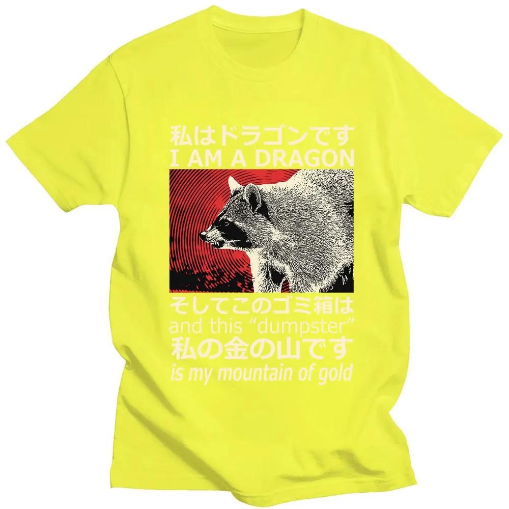 Japanese Style Dragon Raccoon Print T Shirt Harajuku Retro High Quality Cotton Short Sleeve Oversized Men Women Classic T-shirts