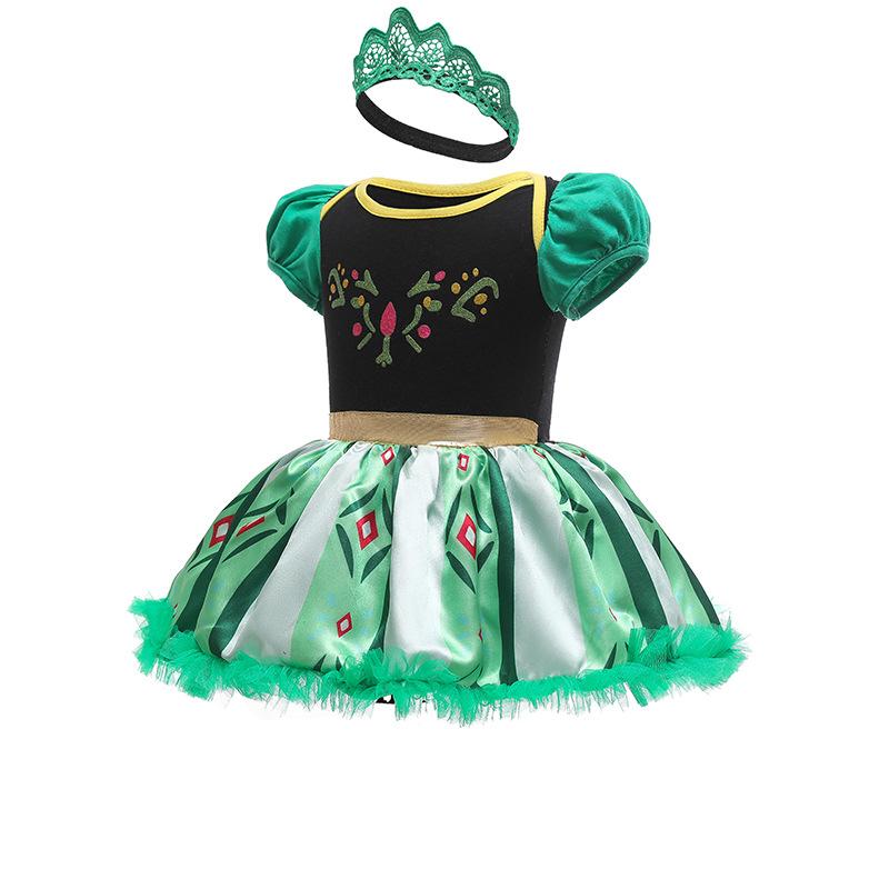 Summer Cool Swimsuit Infant and Toddler Cosplay Anna Princess Dress + Headband + Crown Necklace Gloves Accessories Set