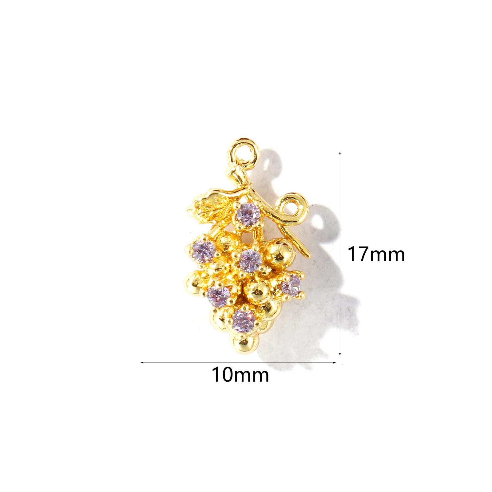 

2 Pcs 3D Enamel Fruit Charms Multicolour Cubic Zirconia Pomegranate Apple Grape Cherry Brass Pendants For DIY Necklace Making