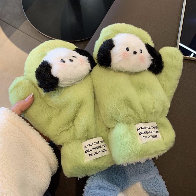 Cute Pochacco Women s Winter Fleece-Lined Plush Gloves