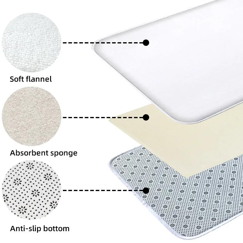 A Pair of Bat Bathroom Anti Slip Floor Mats, Washbasin Absorbent Foot Mats, Shower Room Small Carpet, Bathroom Door Mat