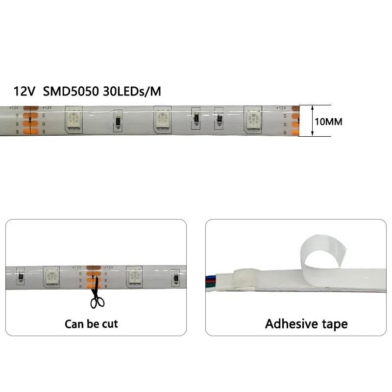 LED RGB Light Strip 5M 12V SMD5050 Waterproof Flexible LED Lamp Tape Diode For Living Room Bedroom Party Bar Decoration