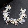 Silver Color Handmade Pearl Flower Headband Bridal Wedding Crown Hair Accessories Hair Band Tiara Crystal Headpiece Hair Jewelry