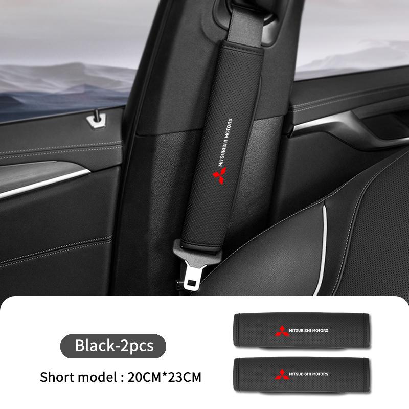 cxdjmy1 For Mitsubishi Leather Car Logo Seat Belt Cover Shoulder Protective Interior Accessories Lancer ASX Pajero Mirage Attrage