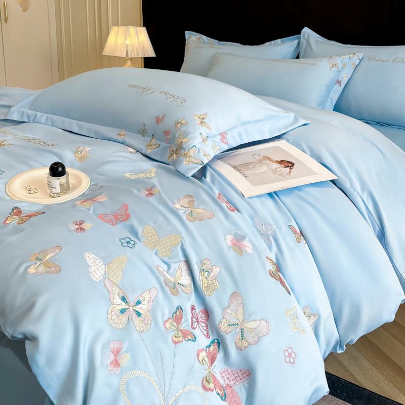60s Light Luxury 100% Cotton Embroidered Four Piece Set