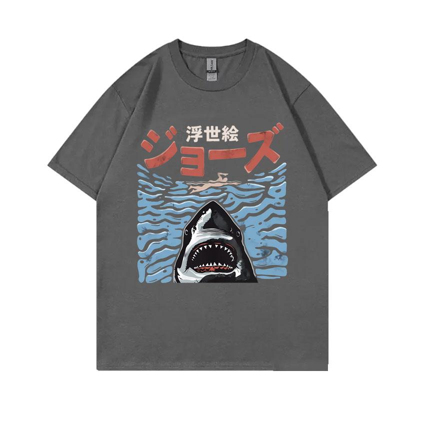 Japanese Vintage Shark Week Funny Meme Tshirt Men Women Fashion Casual Oversized T Shirts Men's Pure Cotton Short Sleeve T-shirt
