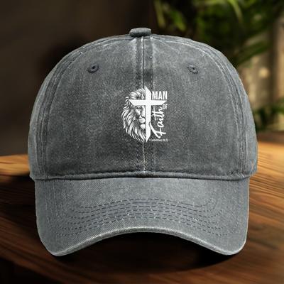 Man Of Faith Adjustable Baseball Cap Lion Cross Trucker Cap Simple Snapback Sun Hat Ideal Choice For Camping