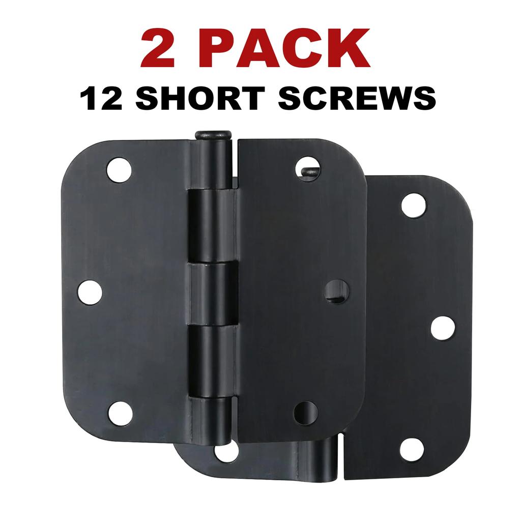 2pcs Round Matte Black Door Hinge 3.5inch 5/8" Iron Dual Folding Residential Standard Bedroom Indoor Door Hardware Control
