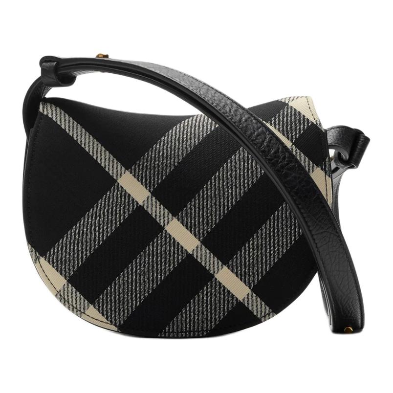 Burberry Check Jacquard Polyester Tote Shoulder Bag Women bags Black 80931061