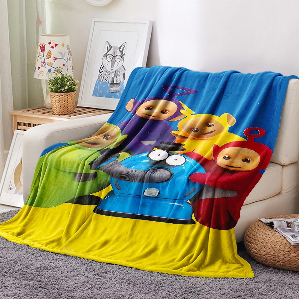 1 pătură de flanel cu imprimeu Teletubbies, de înaltă calitate, confortabilă pentru toate anotimpurile, decor pentru casă, căldură și confort, perfectă pentru cadouri de Crăciun