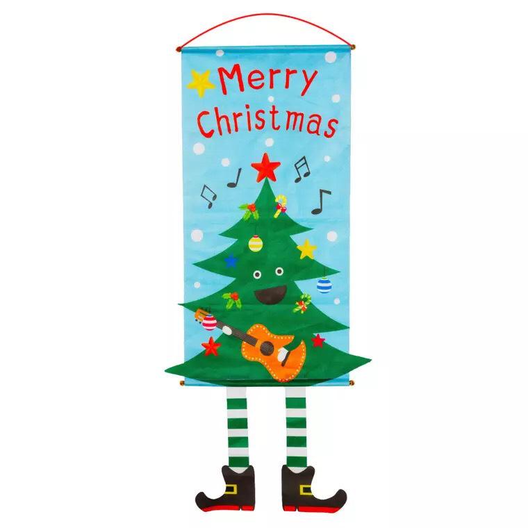 Christmas Decoration Hanging Flag: Santa Claus & Snowman Wall Ornament