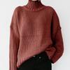 Women S High Neck Long Sleeve Solid Knit Pullover Sweater