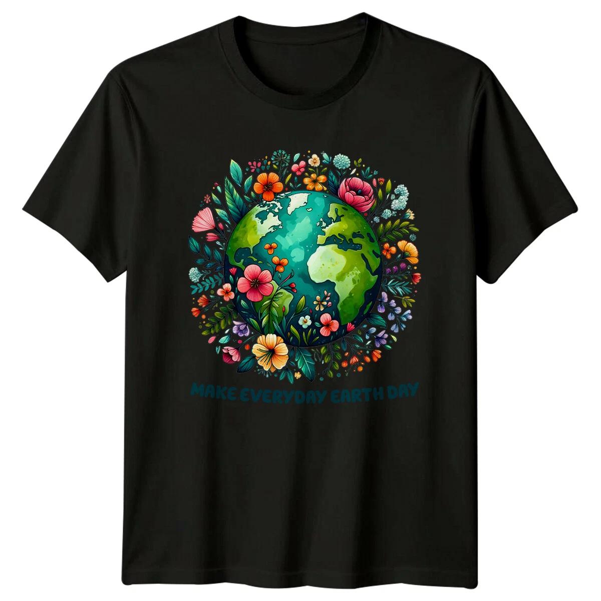 Floral Earth Day T-Shirt - Make Everyday Earth Day Graphic Tee M