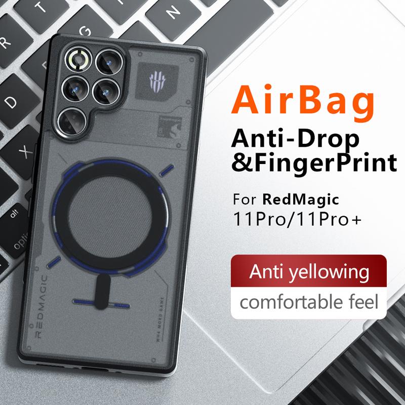 For ZTE Nubia Red Magic 11 Pro Plus Case Shockproof Magnetic Matte PC+TPU Anti-fingerprint Translucent Cover for Red Magic11 Pro