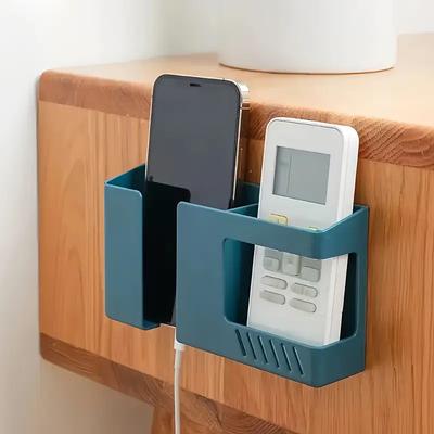 1pcs Wall Mounted Storage Box Multifunction Punch Free Organizer TV Remote Control DIY Mobile Phone Plug Charging Holder Stand