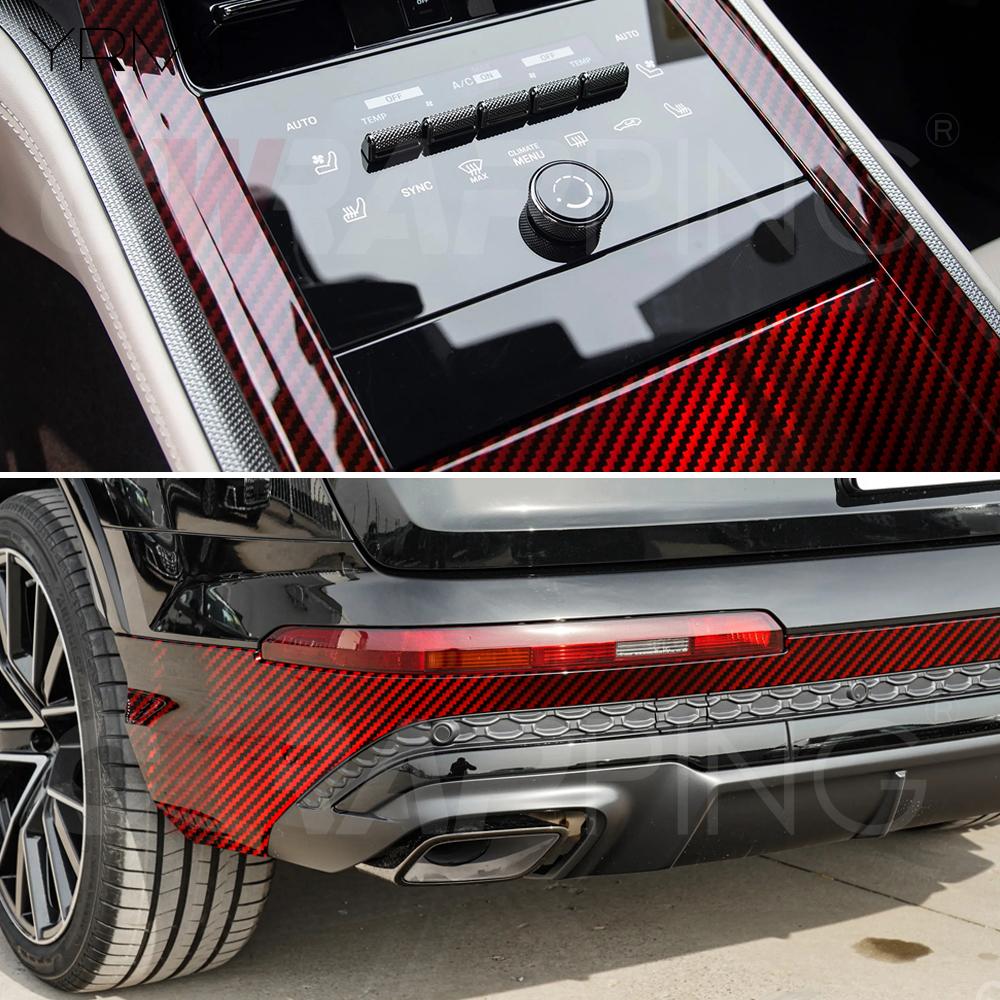 Red Carbon Fiber Vinyl Warp Motorcycles Stickers Glossy Rainbow Car Stickers Auto Body Modification Covers for Car Accessories