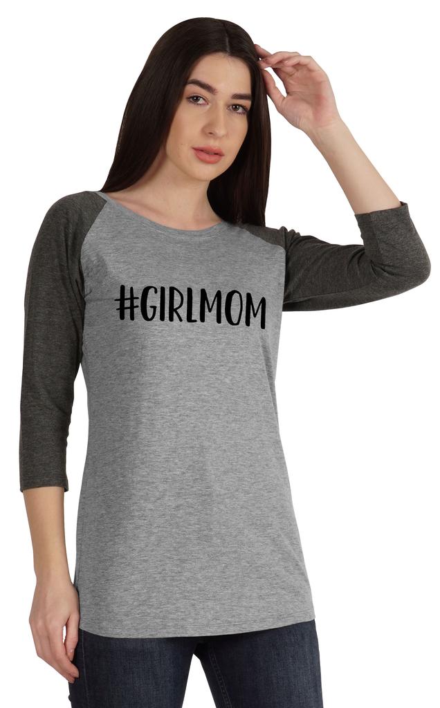 Inkmeso #Girl MomTshirt Tops For Women Cotton Raglan Sleeve Mother s Shirt