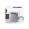 EINEY Stainless Steel Piggy Bank, Holds Coins and Bills, Large Capacity, Silver, Stylish, Square Design