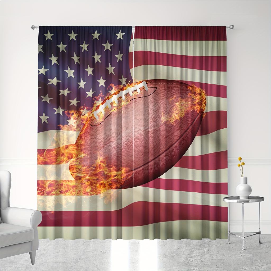 2 Panels Sports Curtains Rod Pocket Abstract Flame Basketball Theme Wall Decor Teens Bedroom Men Cool 3D Ball Art Printed Drapes