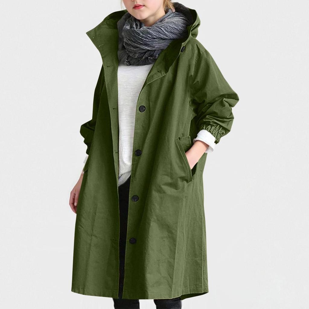 Children's Fashionable Oversized Trench Coat Casual Long-Sleeve Solid-Color Girls' Jacket